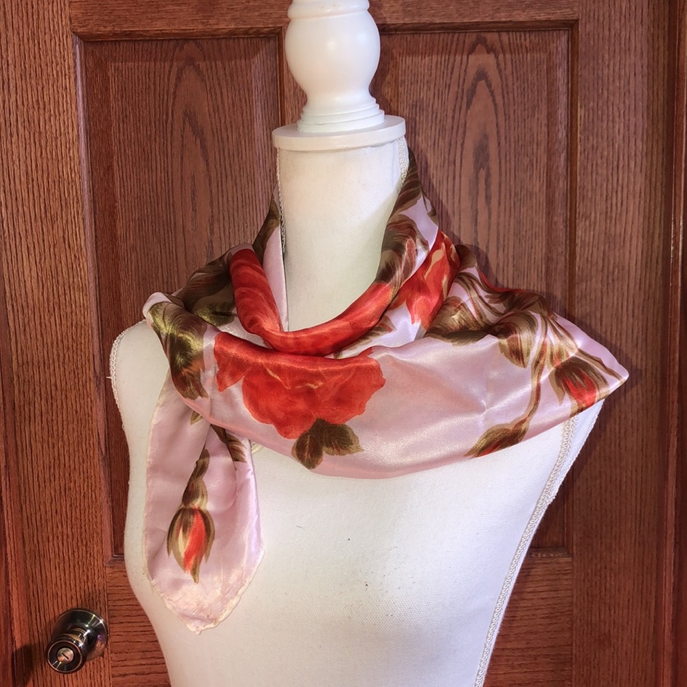 NEW LISTING! Vintage Satin Scarf - Picture 2 of 4